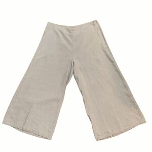 Eileen Fisher 100% Linen  Wide-Leg Capris Cropped Pants - Small, Khaki.